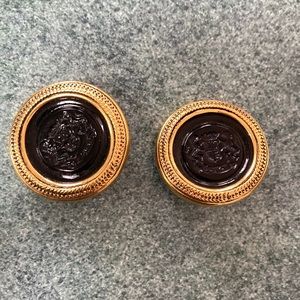 Joan Rivers Gold Metal & Black Resin Earrings